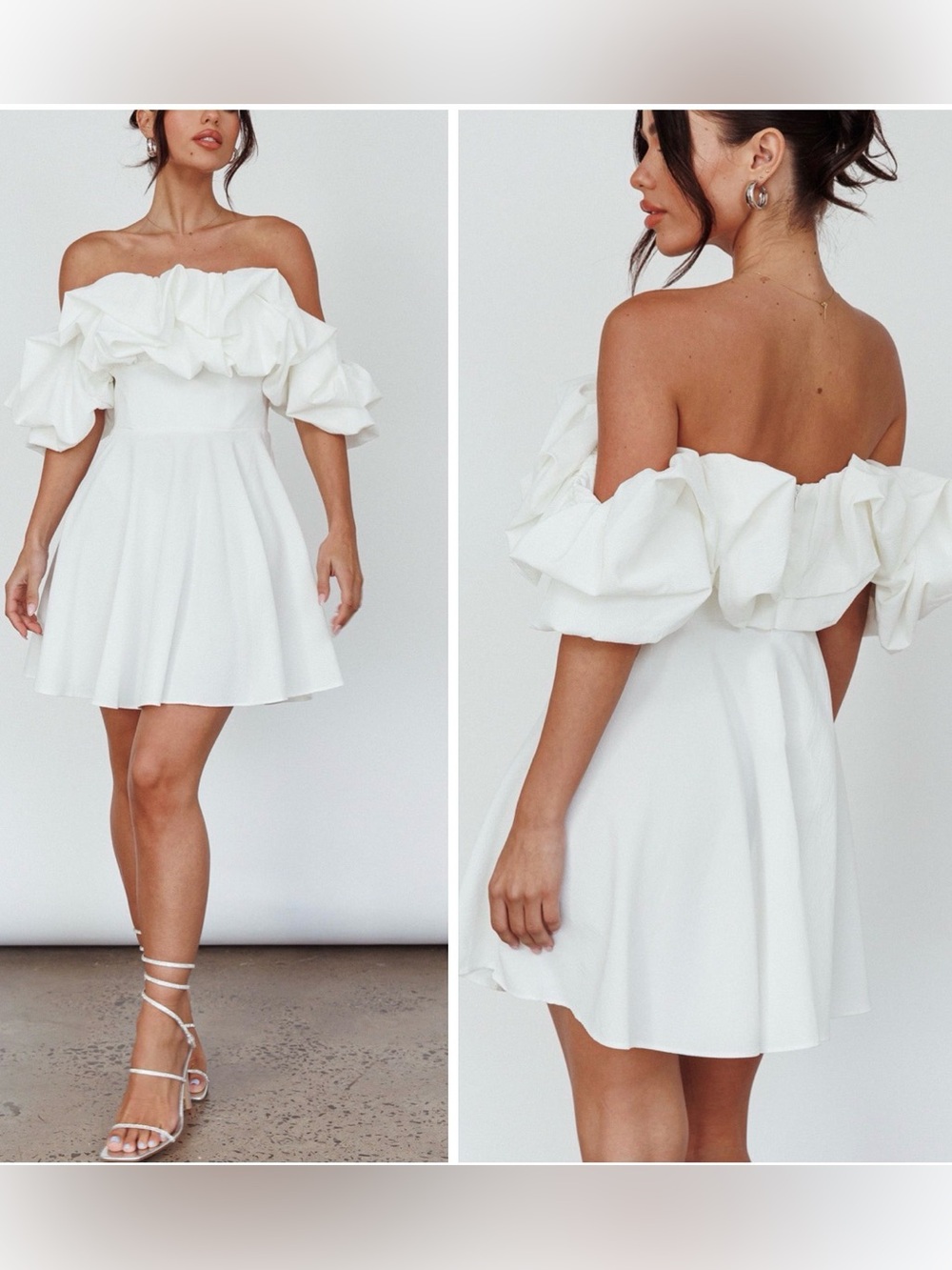 Selfie Leslie Kailynn Off-Shoulder A-Line Mini
Dress White size Medium